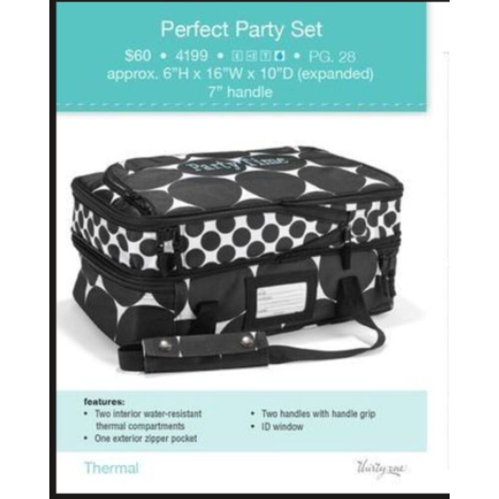 Thirty-One Perfect Party Set in black/white polka dot